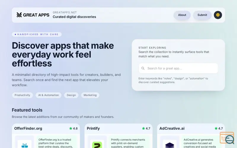 Screenshot of Great Apps