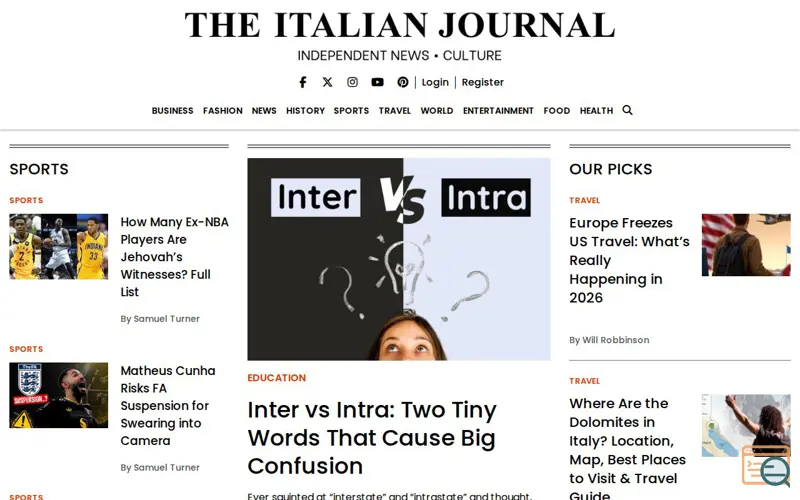 Screenshot of The Italian Journal, a launch using Contact Form 7