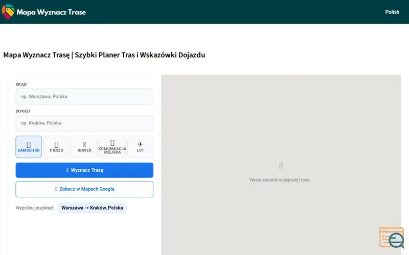 Screenshot of MapaWyznaczTrase