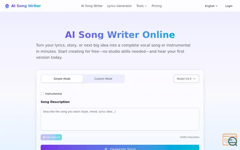 Screenshot of AISongWriter
