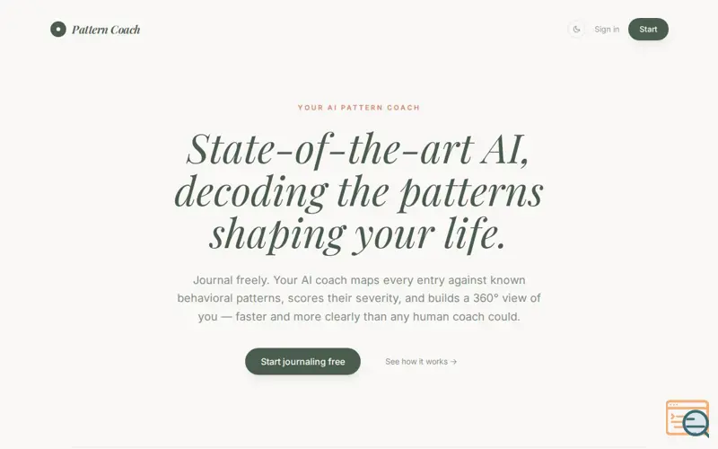 Screenshot of Pattern Coach