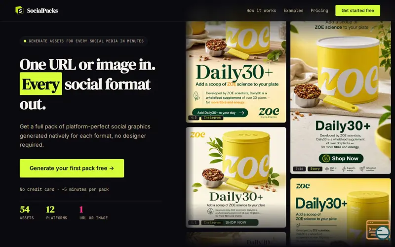 Screenshot of Socialpacks