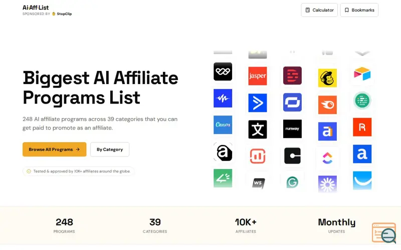 Screenshot of Aiafflist, a launch using TinyAdz