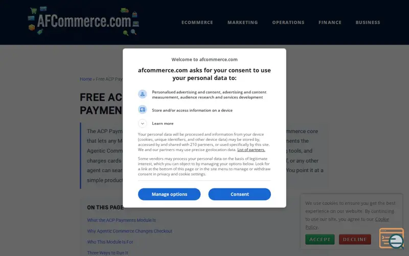 Screenshot of Afcommerce