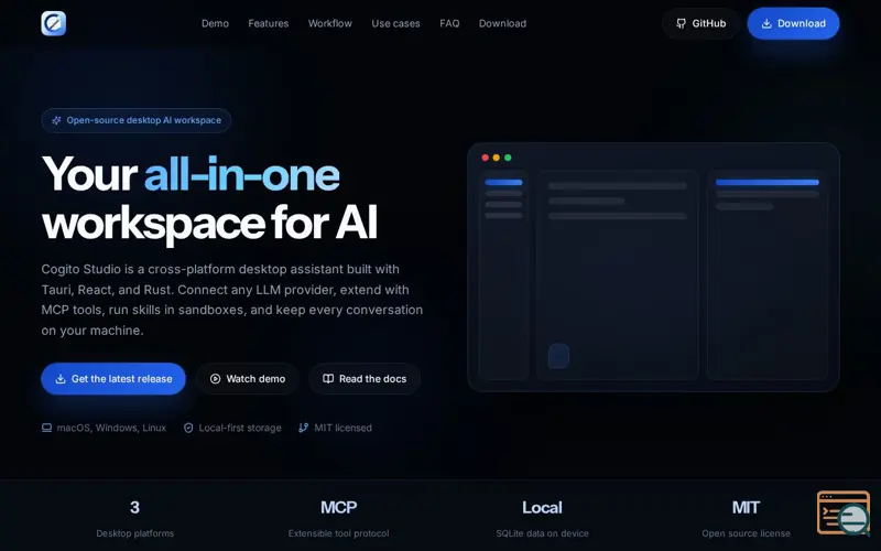 Screenshot of Cogito Studio