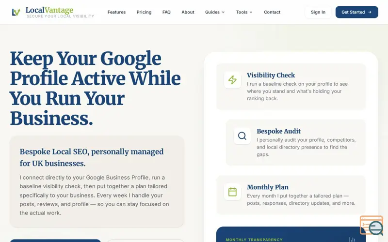 Screenshot of LocalVantage