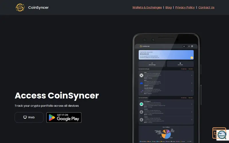 Screenshot of CoinSyncer, a launch using CoinMarketCap