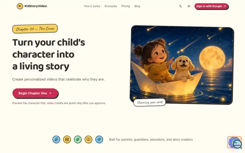 Screenshot of KidStoryVideo, a launch using Hekmon Online Chat