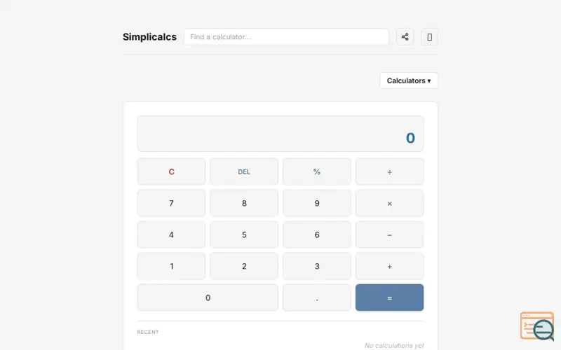 Screenshot of Simplicalcs — Simple, Free Calculators