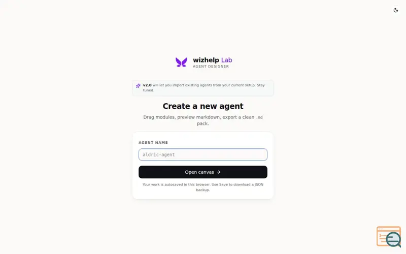 Screenshot of wizhelp Lab — Agent Designer