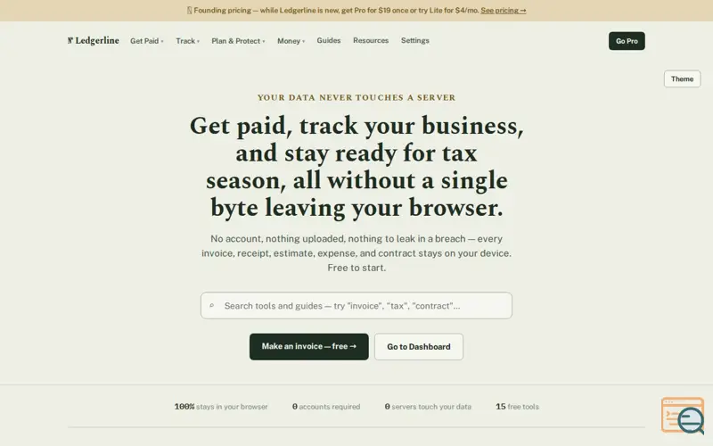 Screenshot of Ledgerline