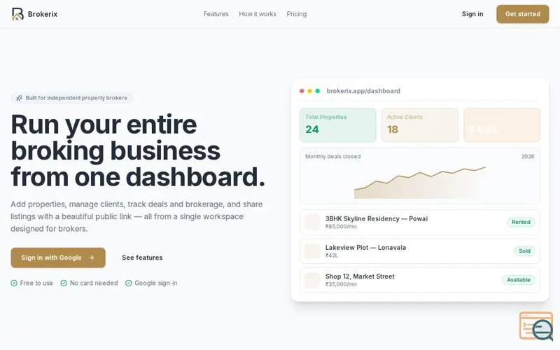 Screenshot of Brokerix
