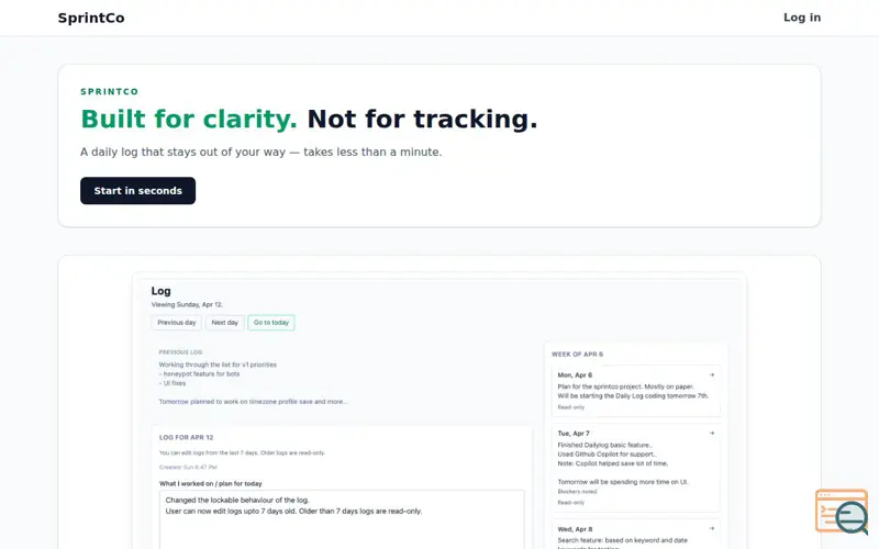 Screenshot of SprintCo