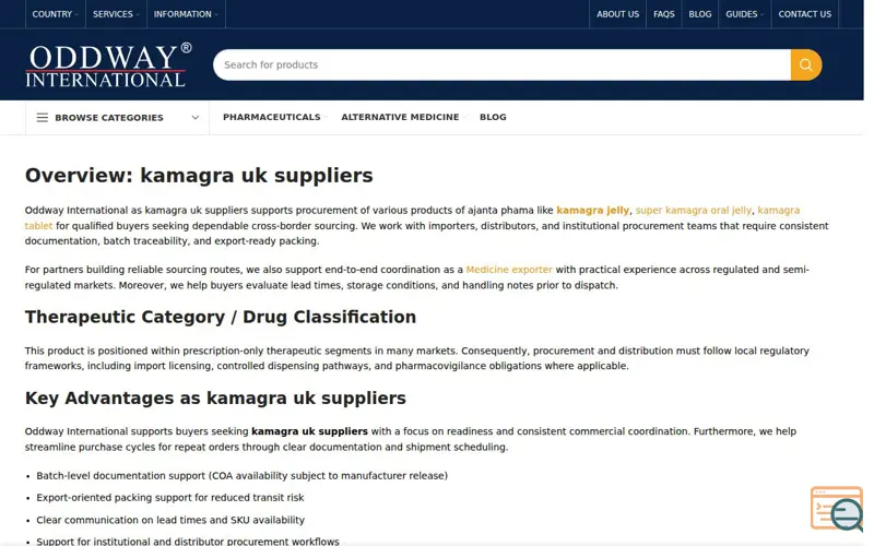 Screenshot of Oddway International