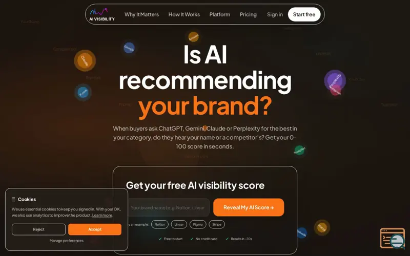 Screenshot of AI Visibility — See if ChatGPT, Gemini, Claude & Perplexity Recommend Your Brand