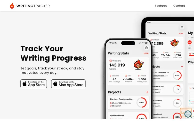 Screenshot of Writing Tracker
