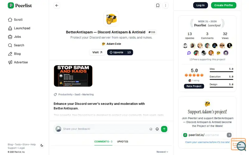 Screenshot of BetterAntispam