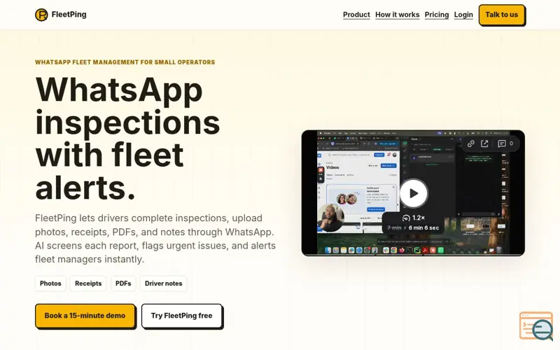 Screenshot of FleetPing