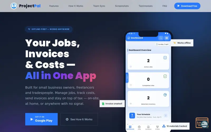 Screenshot of ProjectPal v4