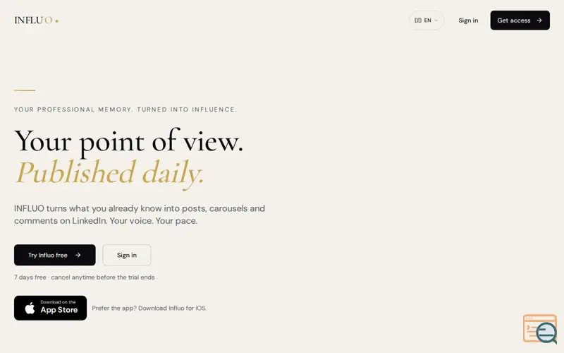 Screenshot of INFLUO