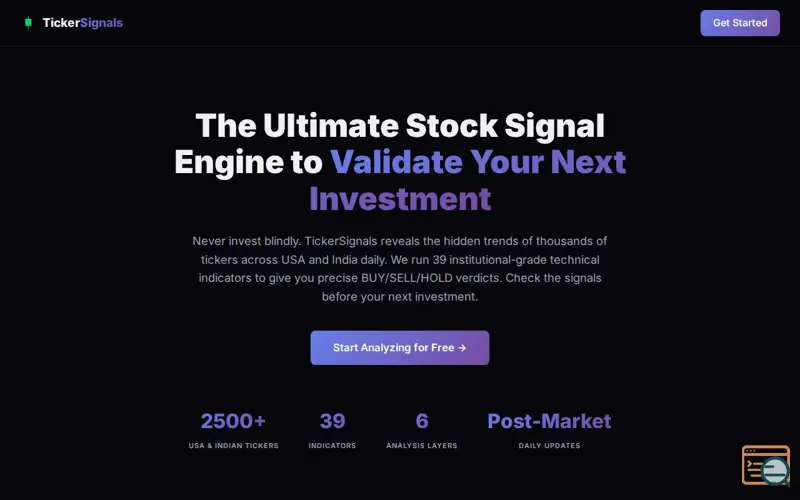 Screenshot of Ticker Signals