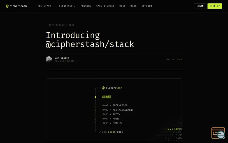 Screenshot of CipherStash Stack