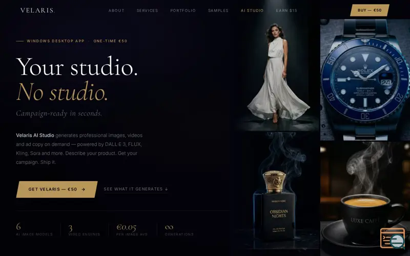 Screenshot of Velaris AI Studio- Create & Earn with AI