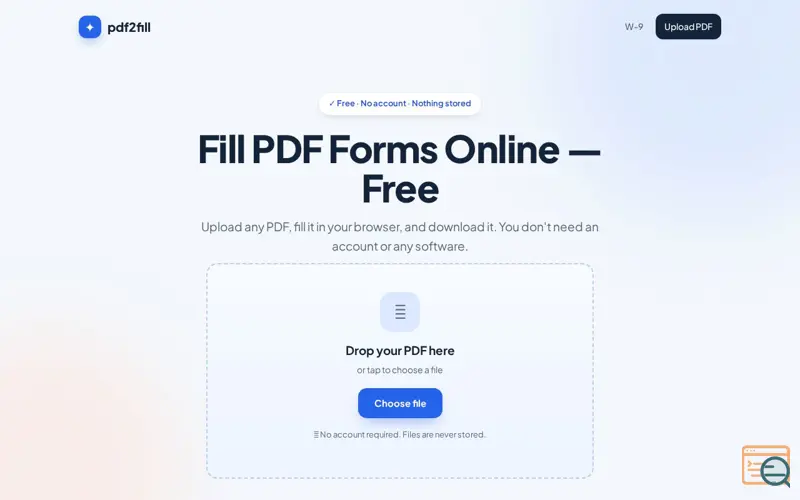 Screenshot of pdf2fill