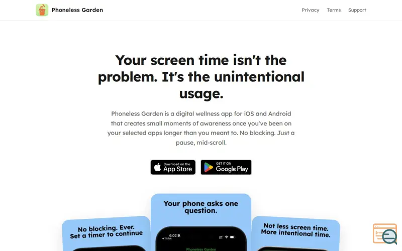Screenshot of Phoneless Garden