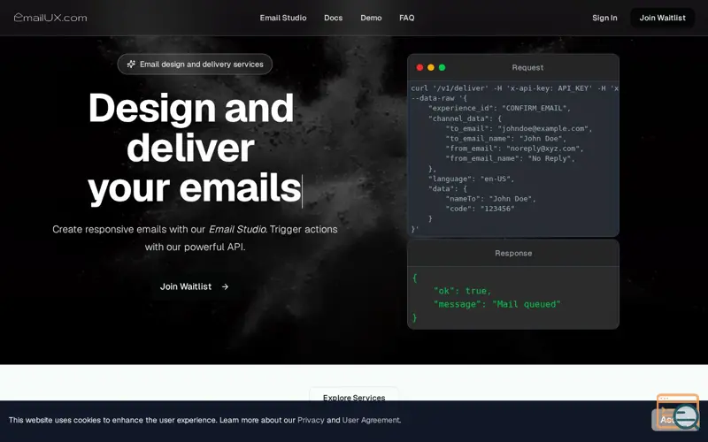 Screenshot of EmailUX