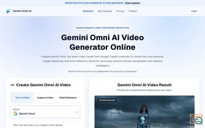 Screenshot of Gemini Omni AI