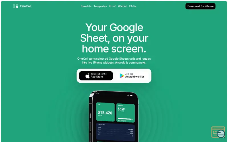 Screenshot of OneCell - Google Sheets Widgets