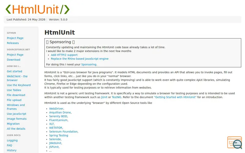 Screenshot of HtmlUnit 5.0.0 Is Available, a launch using Contabo
