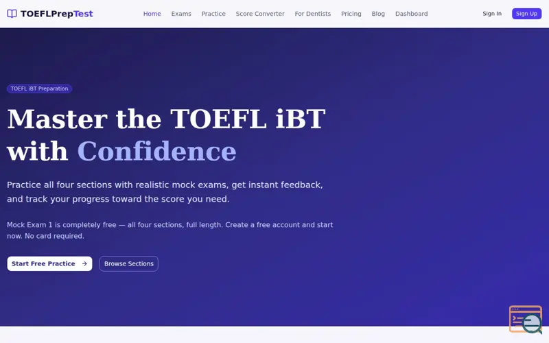 Screenshot of TOEFLPrepTest