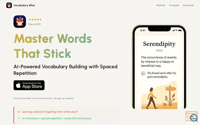 Screenshot of Vocabulary Whiz