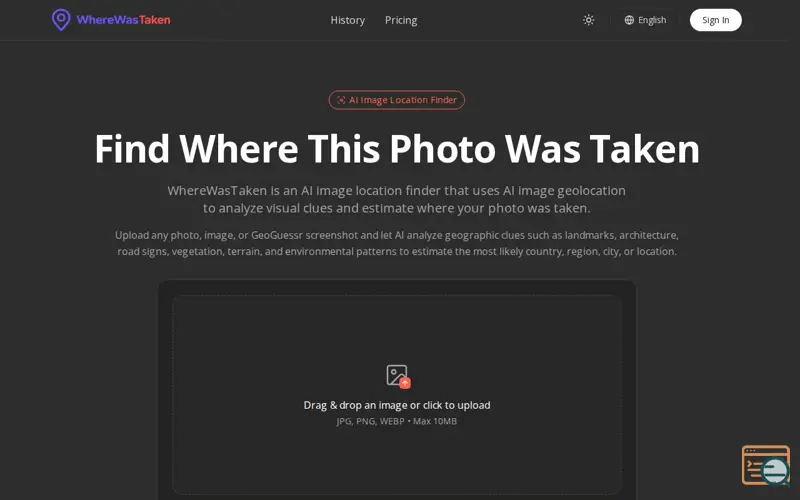 Screenshot of WhereWasTaken, a launch using AI Agents Directory