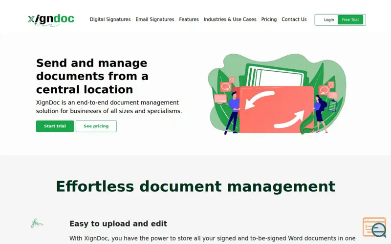 Screenshot of Sign Word Document Online