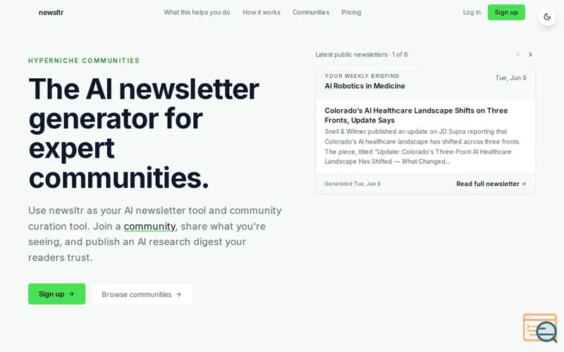 Screenshot of newsltr
