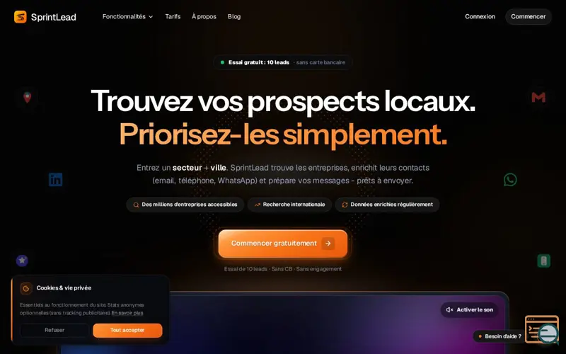 Screenshot of SprintLead