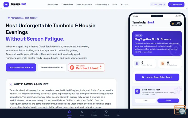 Screenshot of Tambola Host