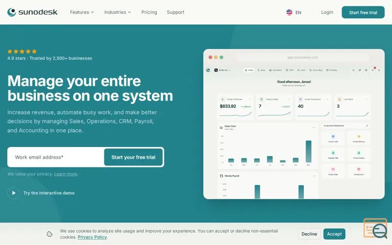 Screenshot of Sunodesk