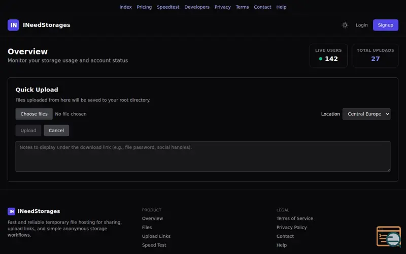 Screenshot of INeedStorages