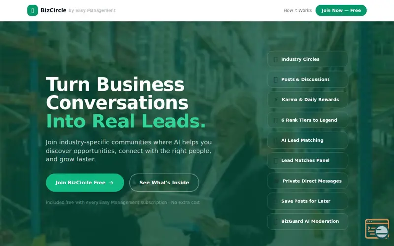Screenshot of BizCircle