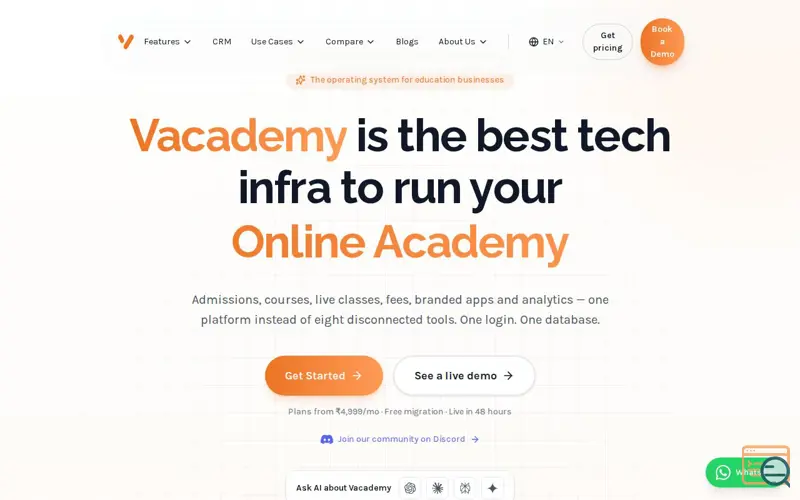 Screenshot of Vacademy