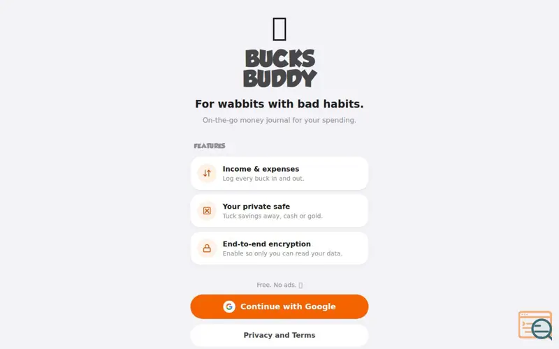Screenshot of BucksBuddy, a launch using Gold API