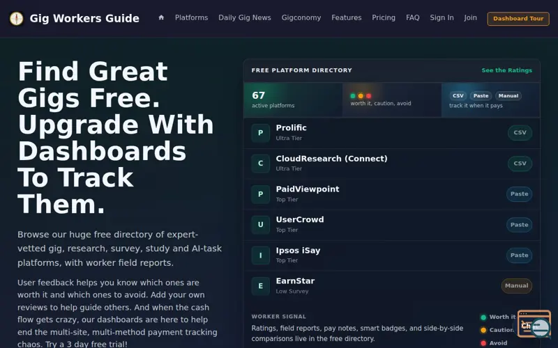 Screenshot of Gig Workers Guide