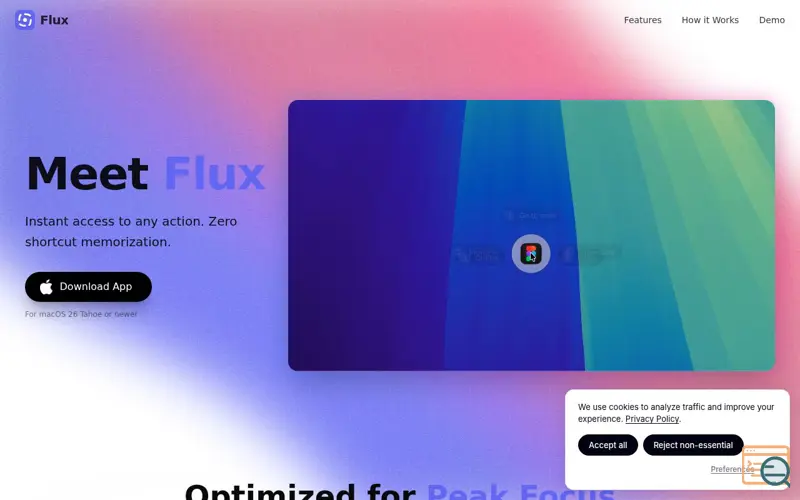 Screenshot of Flux - Shortcuts