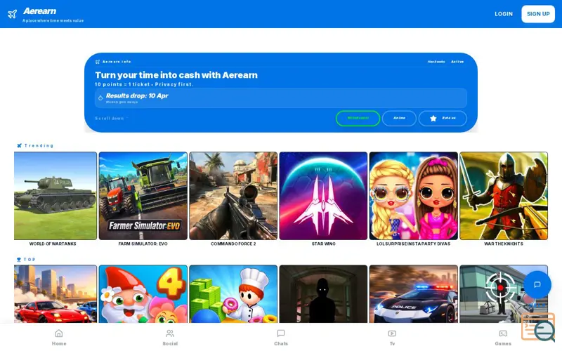 Screenshot of Aerearn