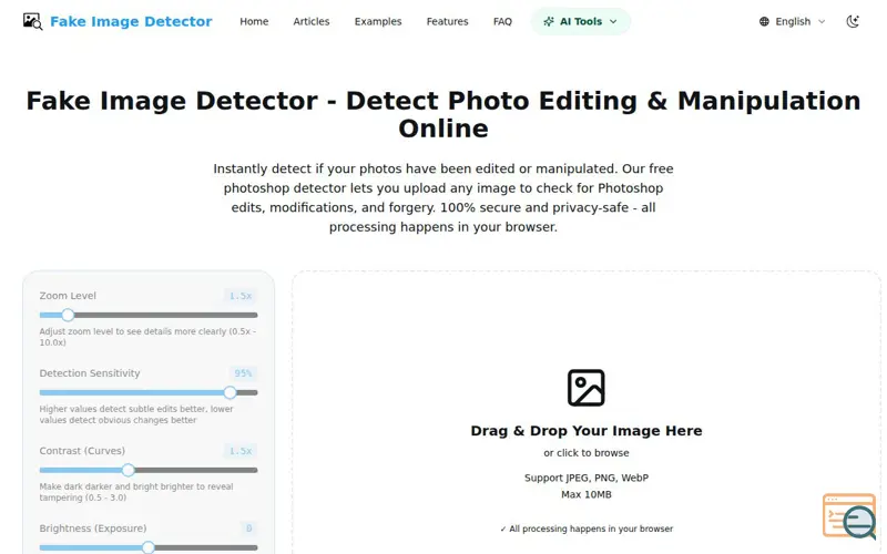 Screenshot of Fake Image Detector