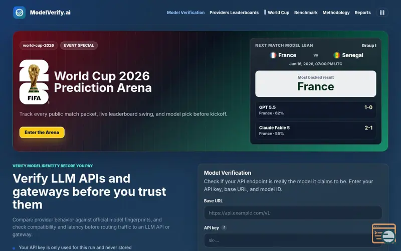 Screenshot of ModelVerify.ai